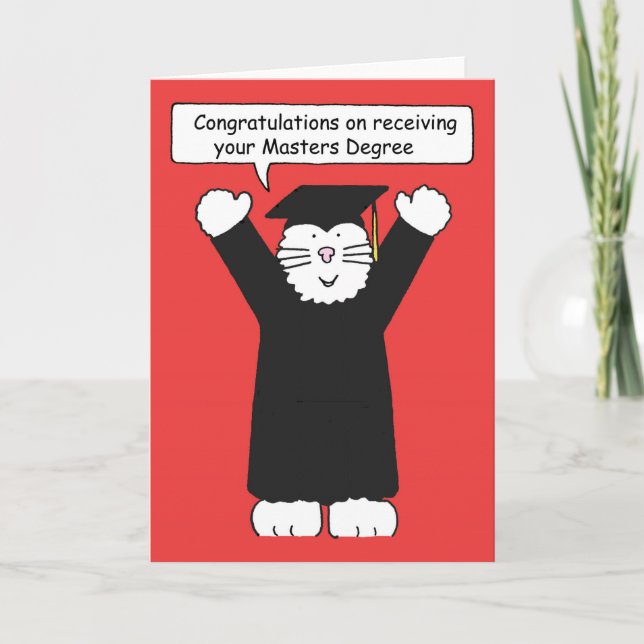 Masters Degree Congratulations Cat Lover Card (Front)
