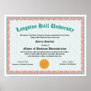 Master's Degree Diploma Replica  Poster