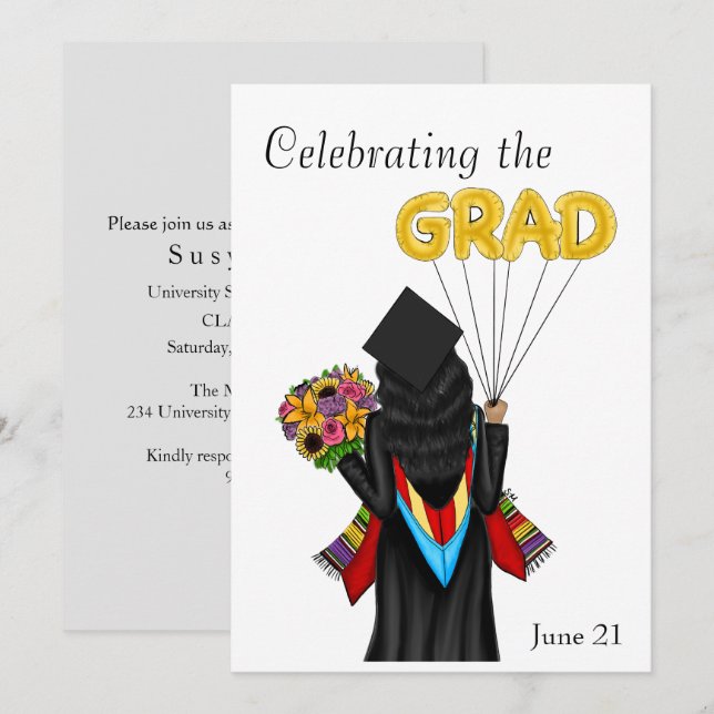 Master's Degree Graduate Illustration Invitation  (Front/Back)