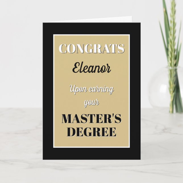 Master's Degree! Personalized graduation  Card (Front)