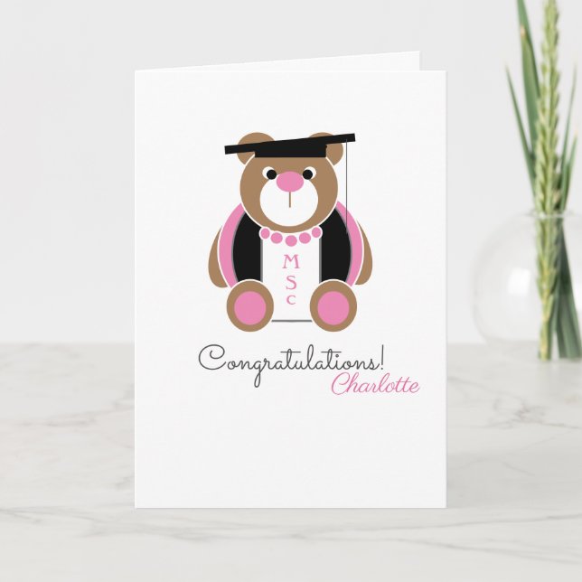 Masters in science MSc congratulations bear card (Front)