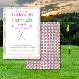 Masters Party Green Pink Birthday Invitation