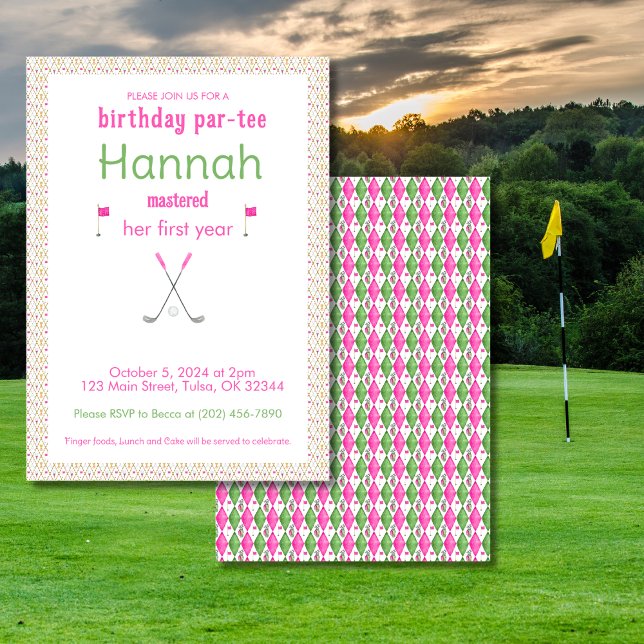 Masters Party Green Pink Birthday Invitation (Creator Uploaded)