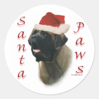 Mastiff (apricot2) Santa Paws Classic Round Sticker
