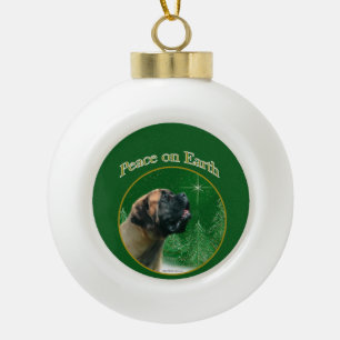 Mastiff (apricot) Peace Ceramic Ball Christmas Ornament