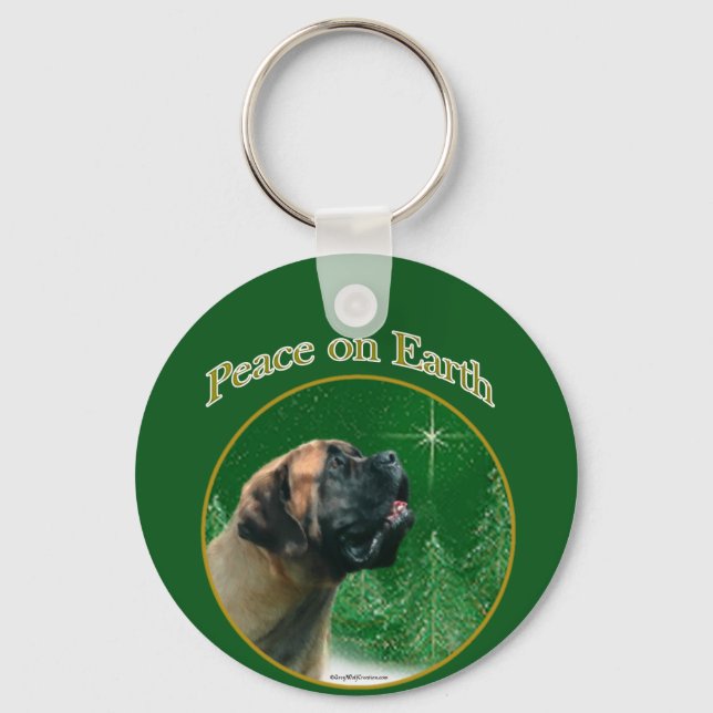 Mastiff  (apricot) Peace Key Ring (Front)