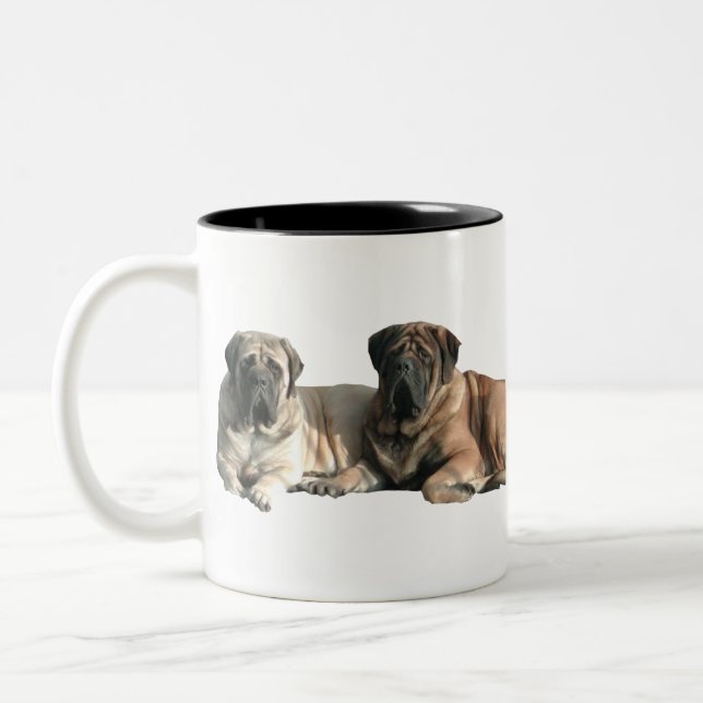 Mastiff best friends Two-Tone coffee mug (Left)