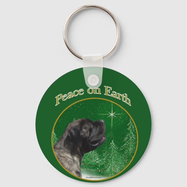 Mastiff (brindle) Peace Key Ring (Front)