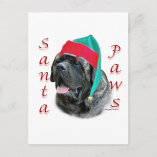 Mastiff (brindle) Santa Paws Holiday Postcard