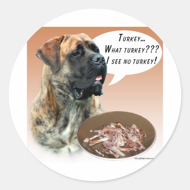Mastiff (brindle) Turkey Classic Round Sticker (Front)
