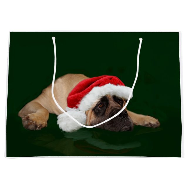 Mastiff Christmas Large Gift Bag (Front)