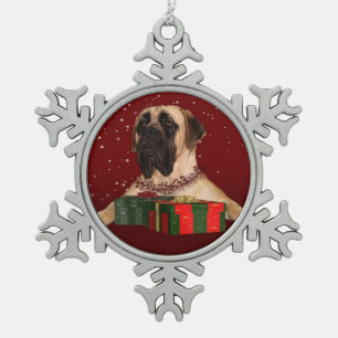 Mastiff Christmas Snowflake Pewter Christmas Ornament