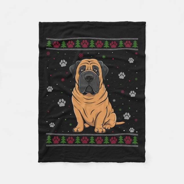 Mastiff Christmas Sweater Xmas Pet Animal Dog Love Fleece Blanket (Front)