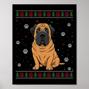 Mastiff Christmas Sweater Xmas Pet Animal Dog Love Poster