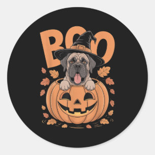 Mastiff Costume On Pumpkin Halloween Mastiff  Classic Round Sticker