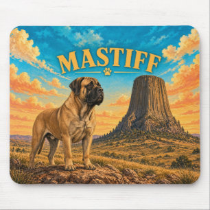 Mastiff, Devils Tower Vintage Watercolor Mouse Mat
