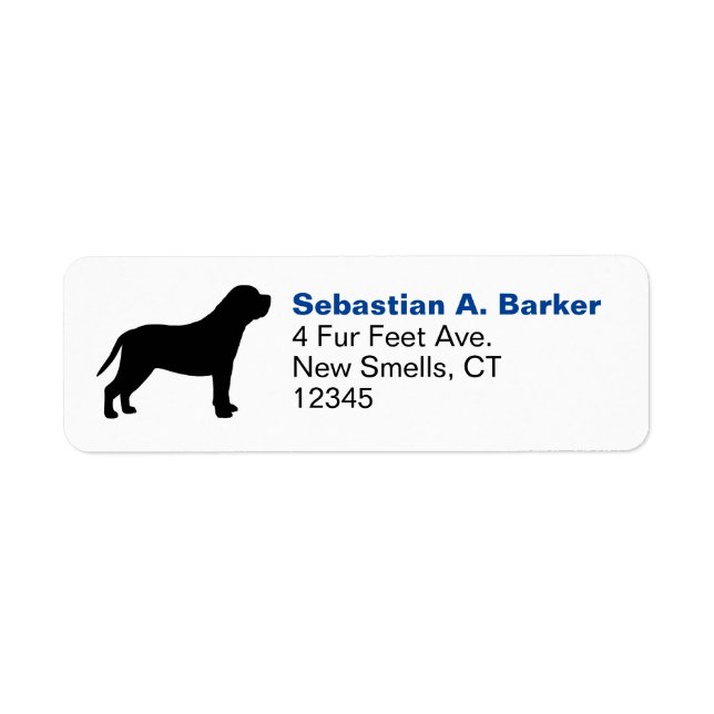 Mastiff Dog Breed Silhouette Return Address Labels (Front)