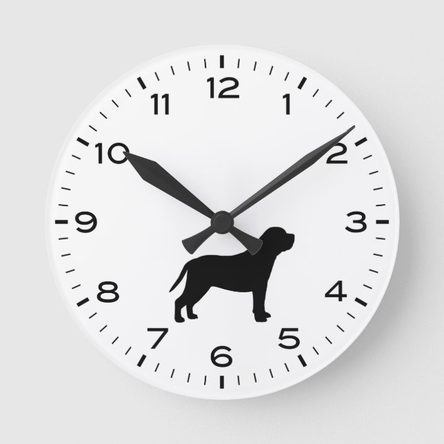 Mastiff Dog Breed Silhouette Round Clock (Front)