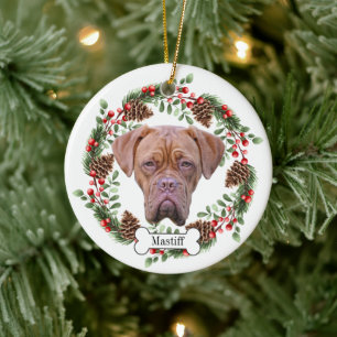 mastiff dog ceramic tree decoration
