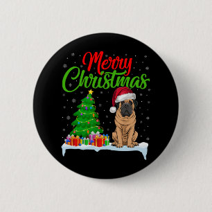 Mastiff Dog Christmas Tree Lights Xmas Mastiff Dog 6 Cm Round Badge
