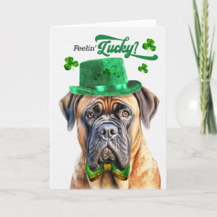 Mastiff Dog Feelin' Lucky St Patrick's Day Holiday Card