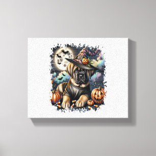 Mastiff Dog Halloween Square Canvas Print