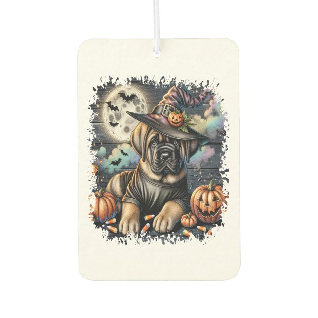Mastiff Dog Halloween Square Car Air Freshener (Front)