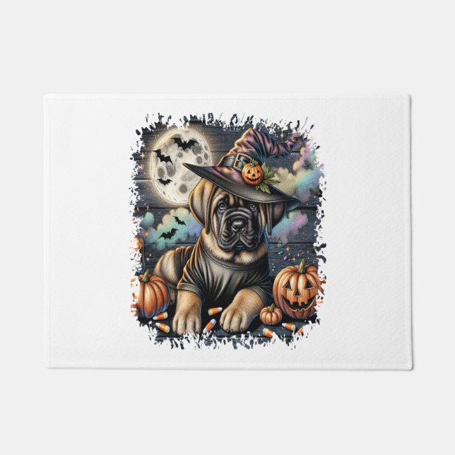 Mastiff Dog Halloween Square Doormat (Front)