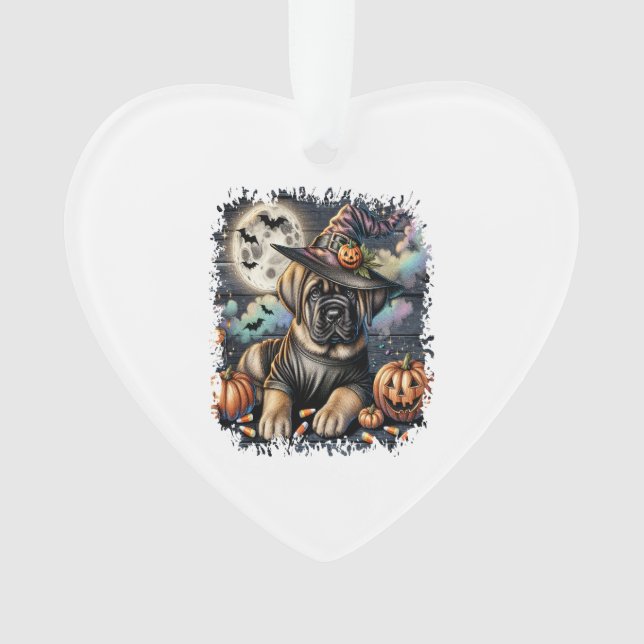 Mastiff Dog Halloween Square Ornament (Front)