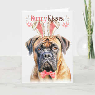 Mastiff Dog in Bunny Ears for Easter Holiday Card