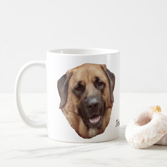 Mastiff Dog Lover Personalised Coffee Mug (With Donut)