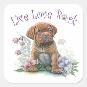Mastiff Dog Mum Floral Square Sticker
