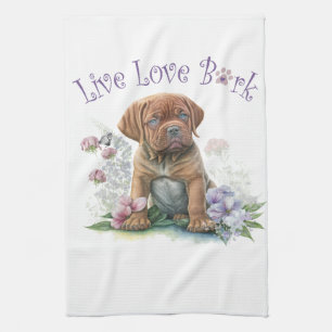 Mastiff Dog Mum Floral Tea Towel