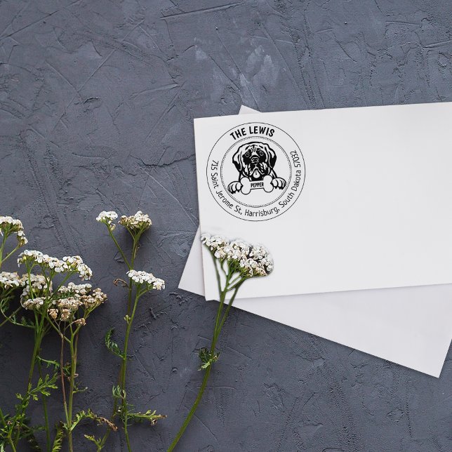 Mastiff Dog Return Address Family Rubber Stamp (Creator Uploaded)