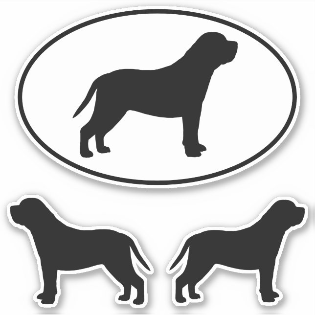 Mastiff Dog Silhouettes Vinyl Sticker Set (Front)