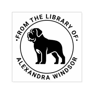 Mastiff Dog Standing Sil Library Book Name Self-inking Stamp