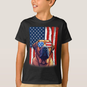 Mastiff Dog Us America Flag Men Women 4th Of July T-Shirt