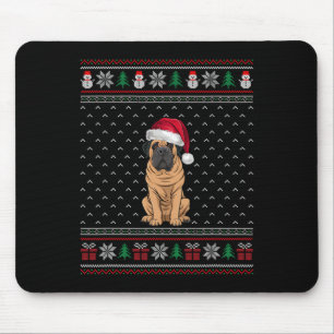 Mastiff Dog Wearing Santa Hat Ugly Xmas Dog Lovers Mouse Mat