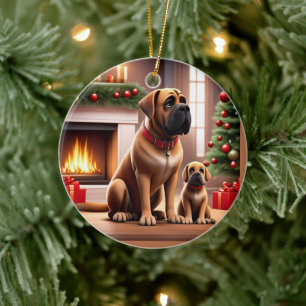 Mastiff englische Dogge Christmas Ceramic Tree Decoration