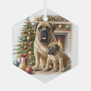 Mastiff englische Dogge Christmas Glass Tree Decoration