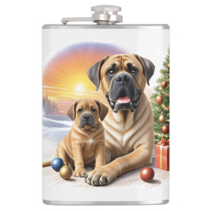 Mastiff englische Doggen Christmas Hip Flask
