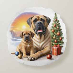 Mastiff englische Doggen Christmas Round Cushion