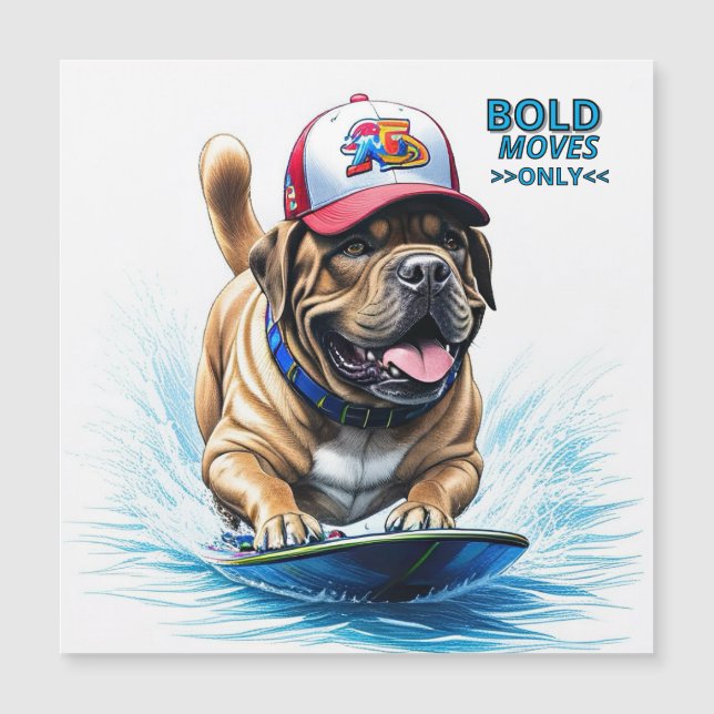 Mastiff English Bulldog on Surfboard Vacation (Front)