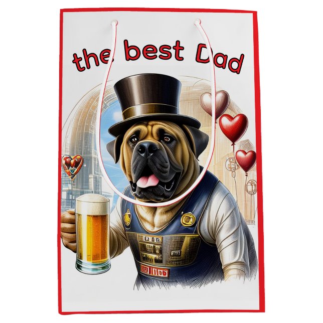 Mastiff English Mastiff best Dad Father's Day Medium Gift Bag (Front)