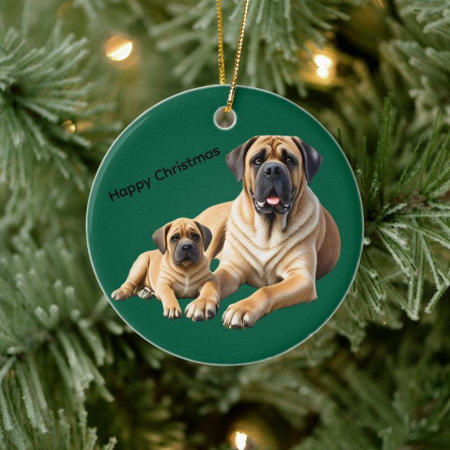 Mastiff English Mastiffs Christmas Ceramic Tree Decoration (Tree)