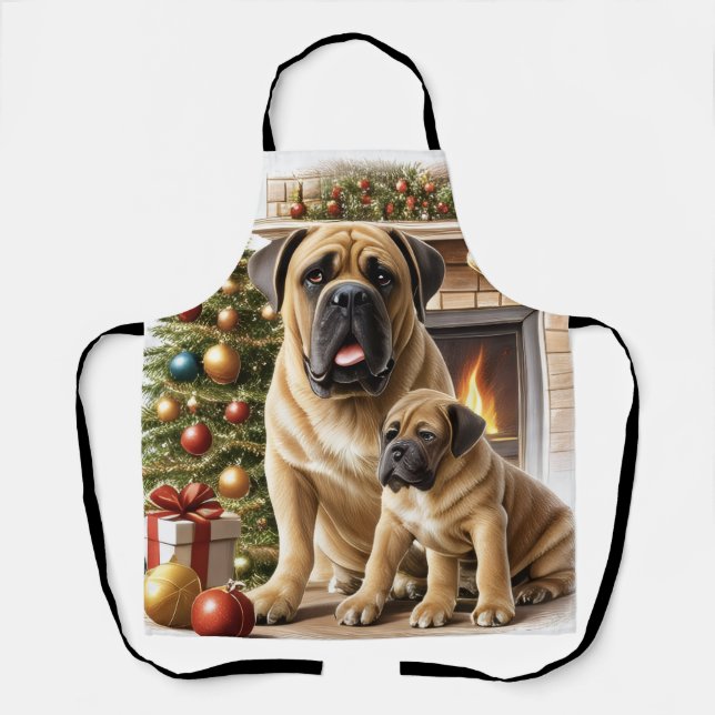 Mastiff English Mastiffs Christmas fireplace Apron (Front)