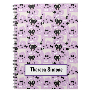 Mastiff Fawn Dog Breed Pattern Purple Notebook