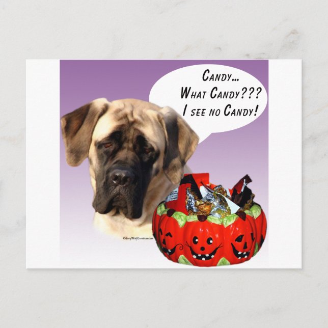 Mastiff (fawn) Halloween Candy Postcard (Front)