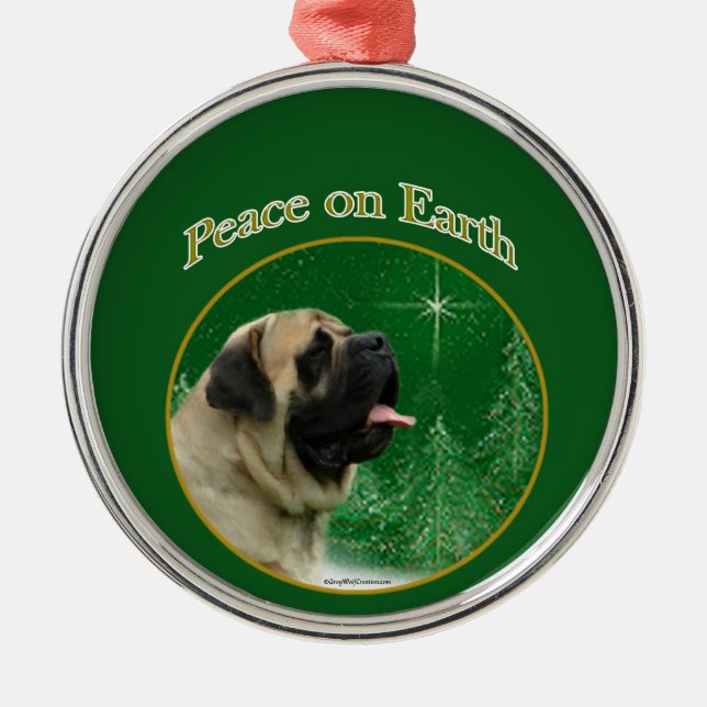 Mastiff (fawn) Peace Metal Tree Decoration (Front)