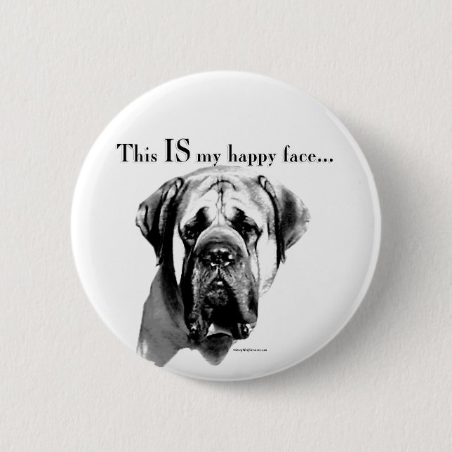 Mastiff Happy Face 6 Cm Round Badge (Front)